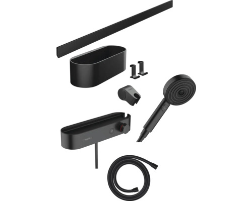 hansgrohe Duscharmatur mit Thermostat WALLSTORIS schwarz matt 24250670