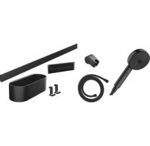 Ensemble de douche avec douchette à main, flexible de douche, barre de douche, étagère et matériel de fixation