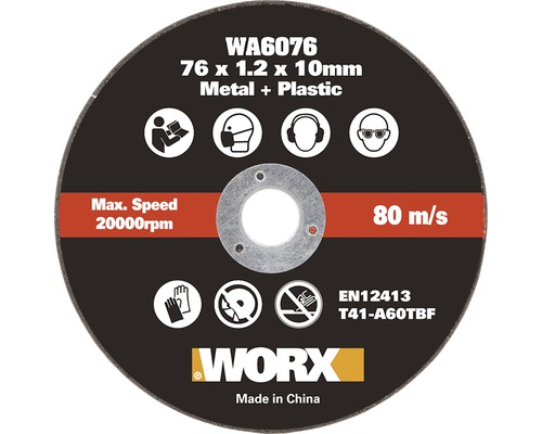 Worx Disque à tronçonner métal pour mini meuleuse d’angle sans fil WX801