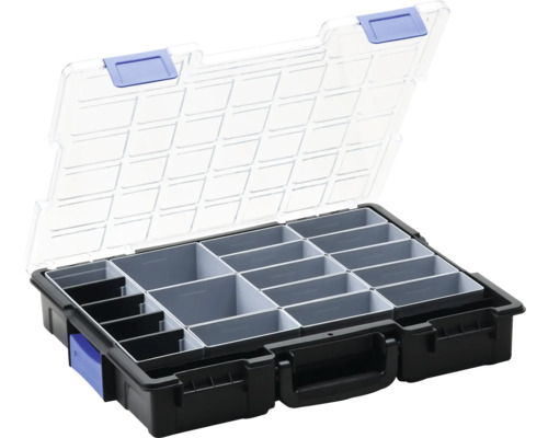 Boîte à assortiment casier à petites pièces Industrial avec 14 compartiments noir Boîte de rangement avec couvercle transparent et compartiments