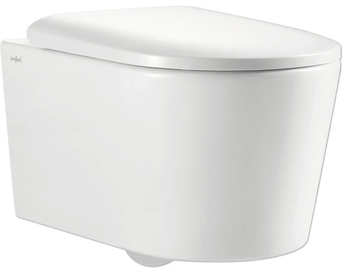 Kit WC suspendu Jungborn One cuvette à fond creux sans bride blanc brillant avec abattant WC avec technologie Turbo-Flush