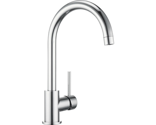 Verchromter Wasserhahn mit hohem Auslauf