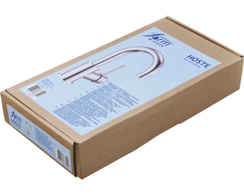 Verpackung der Küchenarmatur mit der Aufschrift Form and Style Hoste