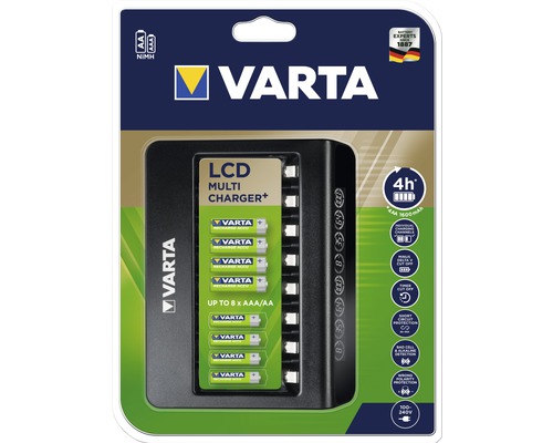 Varta Ladegerät LCD Multi Charger+ ladet AA + AAA LED Anzeige Erkennung defekter Zellen Weltweiter Einsatz durch 110 - 240 Volt