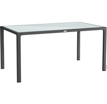 Rechteckiger Gartentisch mit Glasplatte und Rattanoptik