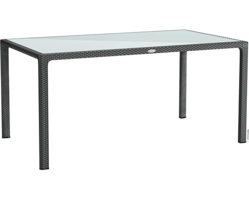 Rechteckiger Gartentisch mit Glasplatte und Rattanoptik