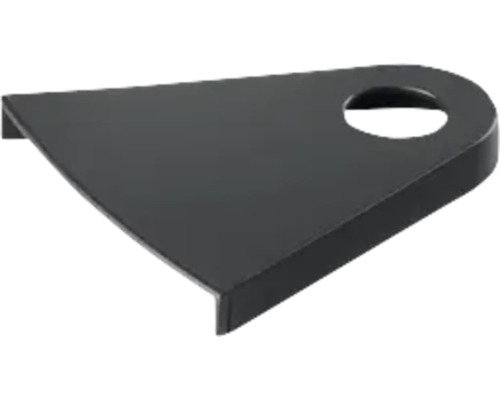 Support métallique plat noir avec une ouverture ronde.