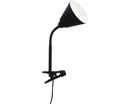 Lampe à pince noire avec col de cygne flexible pour intérieur