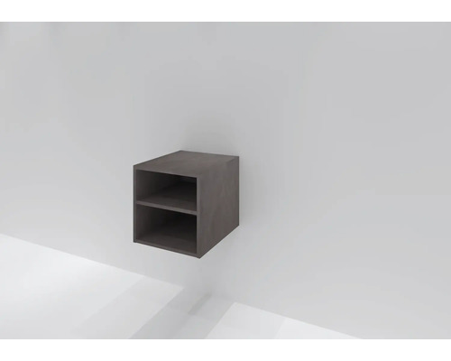 Étagère murale Sanox Frozen couleur de façade béton anthracite 40 x 40 x 45 cm Cube d''étagère avec deux compartiments pour montage mural