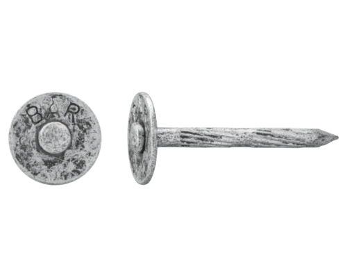 Stahlnägel mit Scheibenkopf 3,5x50 mm galvanisch verzinkt 250 Stück Draufsicht und Seitenansicht eines Stahlnagels mit gerändeltem Schaft