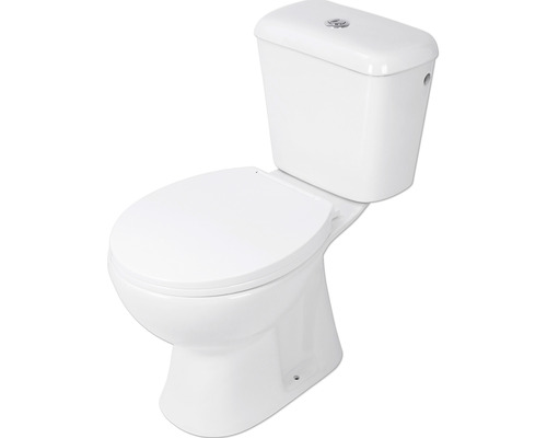 WC avec réservoir Differnz WC cuvette à fond creux blanc brillant avec revêtement avec abattant 38.500.01