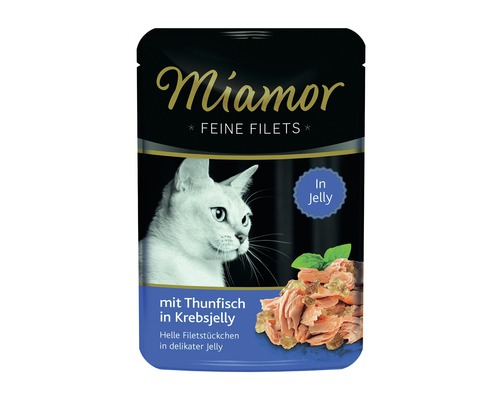 Nourriture humide pour chats Miamor filets fins de thon dans une gelée au crabe 1 paquet 100 g