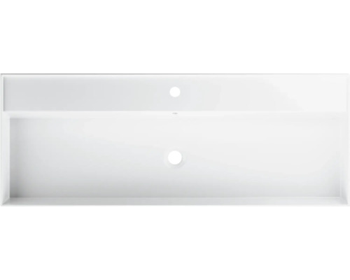 Vasque en céramique sanitaire avec trou de robinetterie et trop-plein