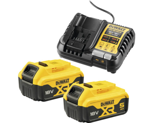 DeWalt Ensemble de batteries et chargeur DCB1104P2 avec 2 batteries 18 V 5Ah Chargeur DeWalt avec deux batteries 18 volts de cinq ampères-heures