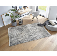 Scène d''intérieur avec tapis à motifs, bureau, chaise de bureau et plante d''intérieur
