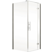 Cabine de douche d''angle avec porte en verre et poignée