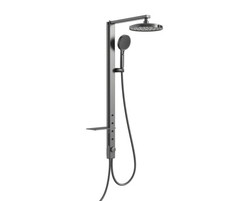 Colonne de douche avec inverseur AVITAL BIALA avec 4 buses de massage noir mat Colonne de douche avec douche de tête et douchette à main