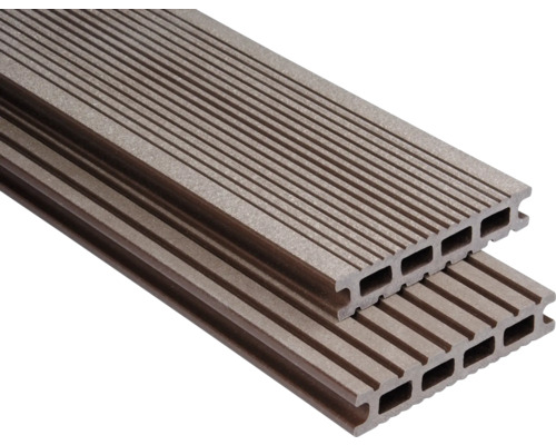 Lames de plancher Konsta WPC Futura brun chocolat brossé 26x145 mm (au mètre)