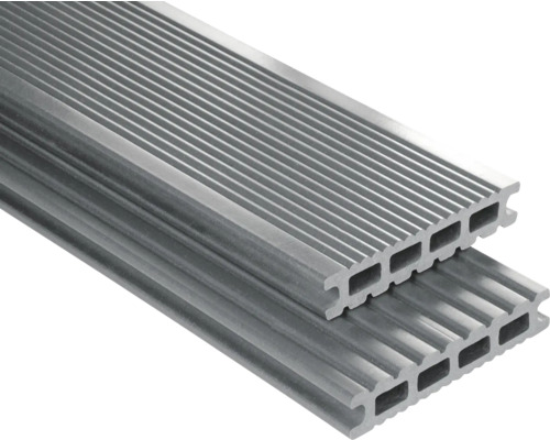 Lames de plancher Konsta WPC Futura gris argent lisse 26x145 mm (au mètre)