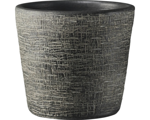 Übertopf Soendgen Piran Keramik Ø 16 cm H 15 cm Schwarz Textur