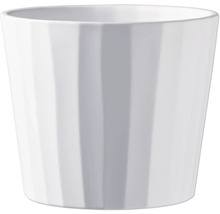 Pot de fleurs blanc avec motif à rayures verticales