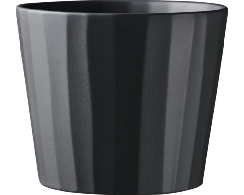 Cache-pot Soendgen Umea céramique Ø 29 cm H 24 cm anthracite matt Pot de fleurs avec motif vertical rainuré