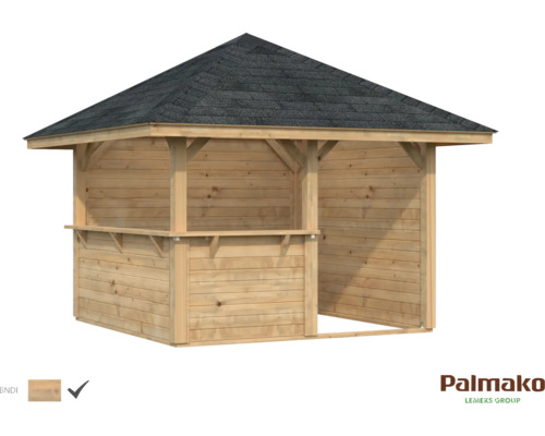 Pavillon Palmako Bianca 8,3 m² Set 3 300 x 300 cm imprégné par immersion marron Pavillon en bois avec toit noir