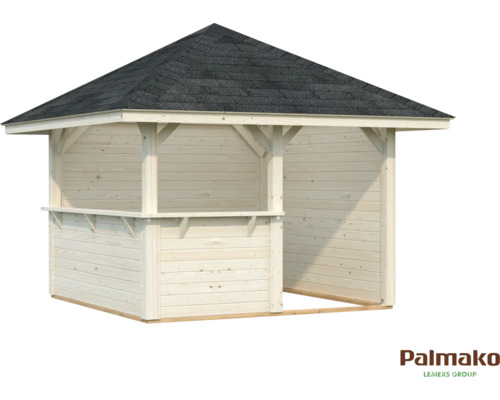 Pavillon Palmako Bianca 8,3 m² Set 3 300 x 300 cm imprégné par immersion Pavillon en bois avec toit et comptoir