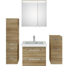 Ensemble de salle de bains avec lavabo, armoire de toilette et meubles latéraux