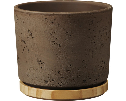 Pot de fleurs Soendgen céramique bois Ø 16 H 14 cm gris