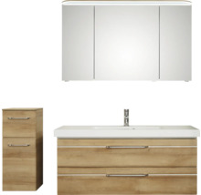 Badezimmerensemble mit Spiegelschrank, Waschtischunterschrank und Seitenschrank