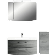 Ensemble de meubles de salle de bains avec armoire de toilette, meuble sous-lavabo avec lavabo et armoire latérale
