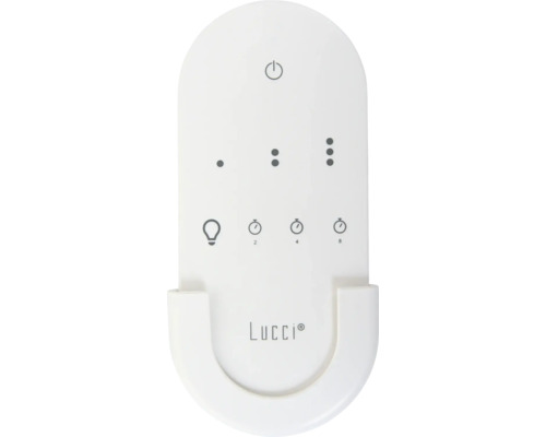 Lucci Fernbedienung mit verschiedenen Tasten zur Steuerung von Licht und Timerfunktionen