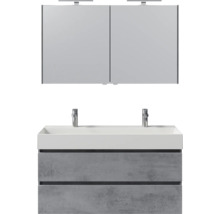 Waschtisch mit Waschbecken und Spiegelschrank für das Badezimmer