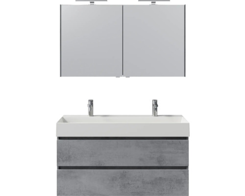 Ensemble de meubles de salle de bains pelipal Torino 121 cm gris foncé oxydé 3 pièces SET-125-078