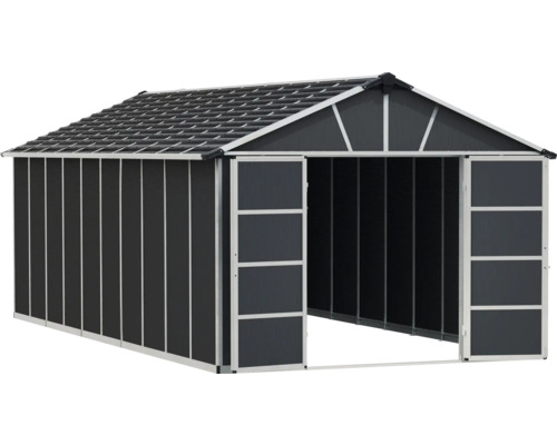 Abri de rangement spacieux avec porte coulissante