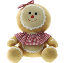 Peluche bonhomme en pain d''épices avec noeud et col à carreaux
