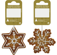 Lebkuchenanhänger als Stern und Schneeflocke für die Weihnachtsdekoration