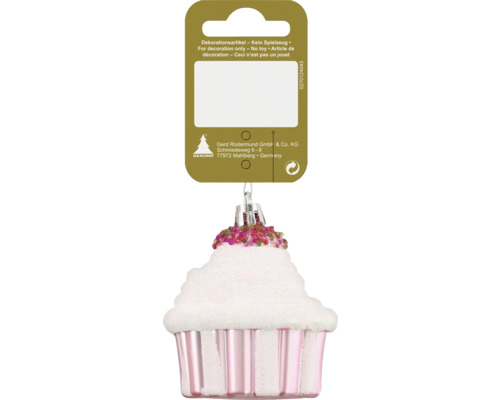 Décoration de Noël cupcake 6x 7cm rose blanc