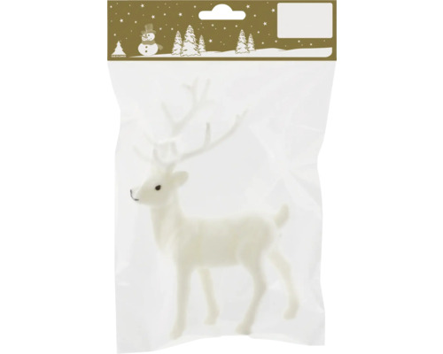 Dekorativer, weisser Hirsch in einer Verpackung für die Weihnachtszeit