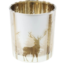 Photophore en verre avec motif cerf et forêt