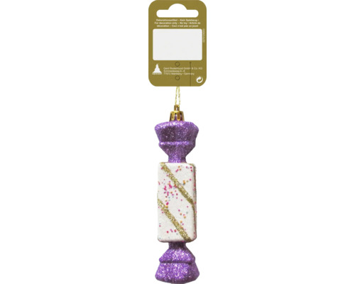 Décoration de Noël bonbon 11 cm blanc violet