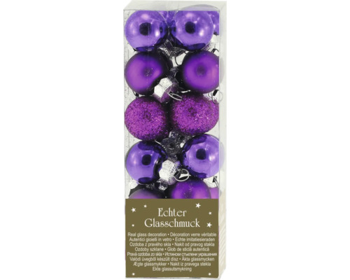 Boules pour sapin de Noël en verre Ø 2 cm 24 pièces violet