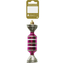 Rosa farbener Weihnachtsbaumschmuck mit silberfarbenen Zierstreifen