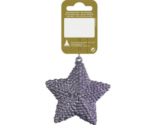 Décoration de Noël suspension étoile scintillant 7,5 cm violet