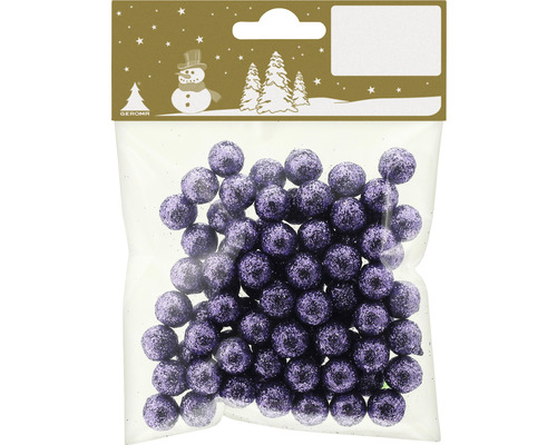 Décoration de Noël petites boules de polystyrène scintillant Ø 1 cm violet