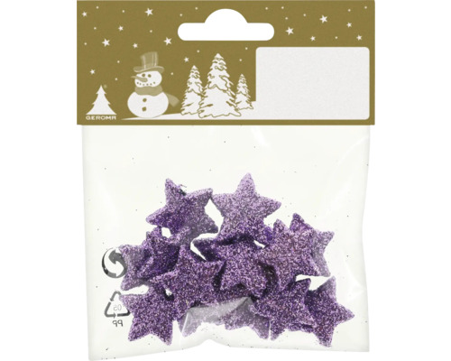 Décoration de Noël étoiles scintillant 2 cm lilas