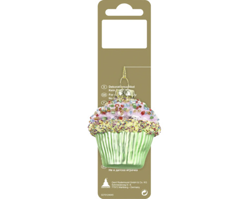 Décoration de Noël suspension en verre cupcake 6 x 6,4 cm vert