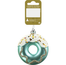 Boule de Noël donut en verre avec décor de paillettes