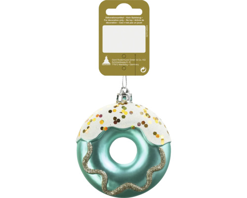 Décoration de Noël suspension donut Ø 8 cm turquoise